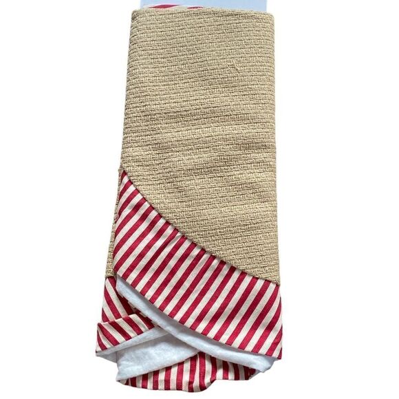 Ashland Tan Red Cream Striped Border Christmas Tree Skirt 48 Inch NWT Holiday - Picture 3 of 7